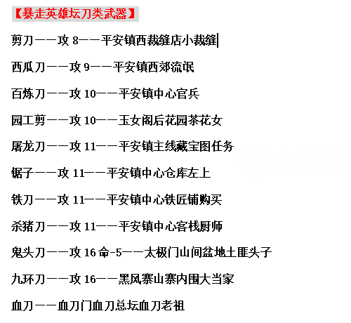 暴走英雄坛最新装备出处大全汇总图 