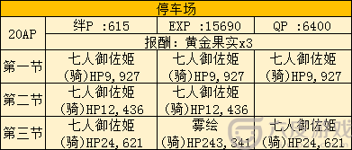 FGO空境复刻停车场配置